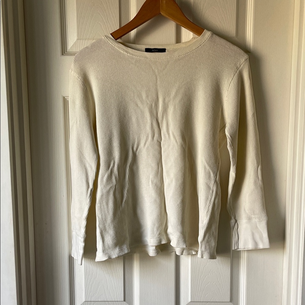 Splash Ivory Waffle Thermal Long Sleeve Top 2X